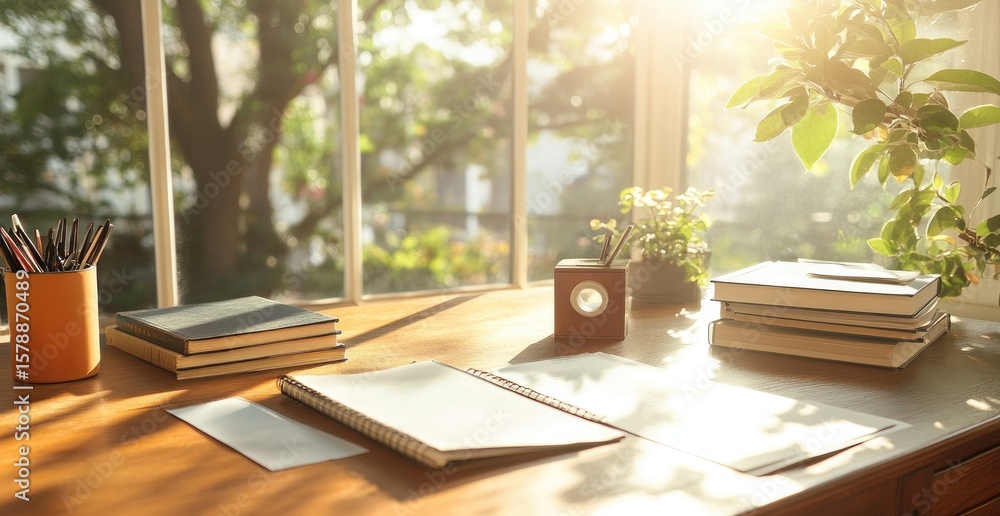 Fototapeta premium Sunlight drenched workspace