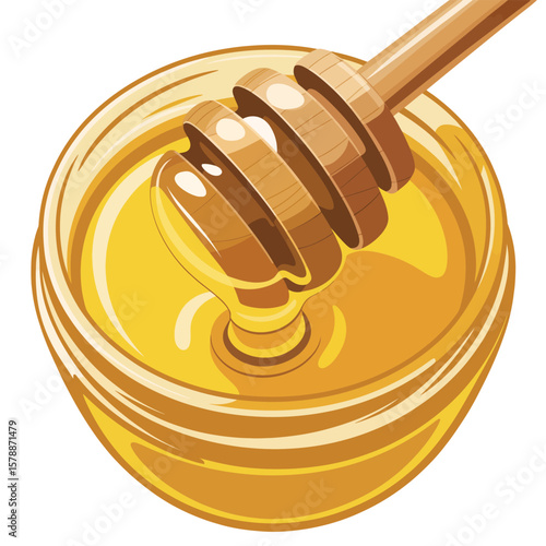 Honey Dripping from Dipper into Glass Jar