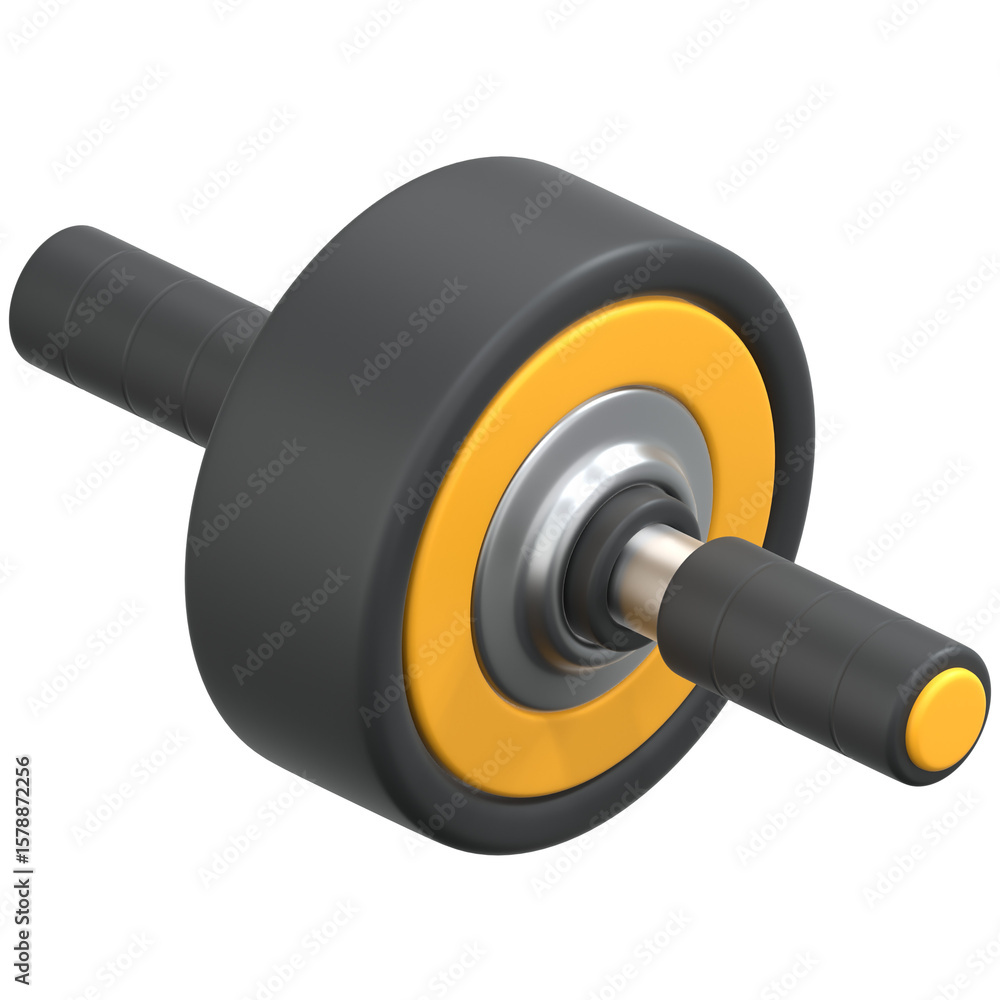 Yellow Gym roller 3D Icon Illustration. Low Poly Style Yellow Gym roller 3D Icon Illustration. Low Poly Style