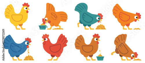 Cute Chickens Eating and Digesting Food