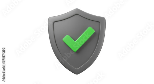 Free Download 3d Render Gray Shield with Green Check Mark for Approved Security - GFXLoad