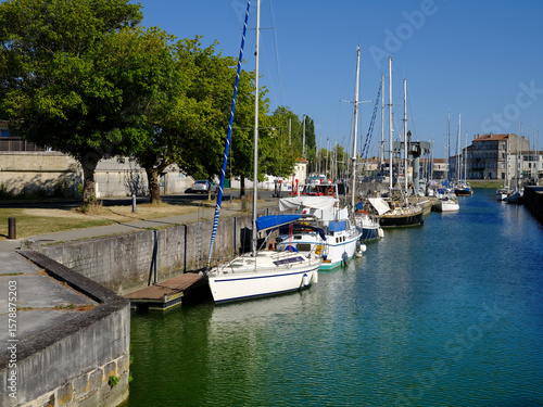 Sailboat in the port of Rochefort, a commune in southwestern France on the Charente estuary. It is a sub-prefecture of the Charente-Maritime department