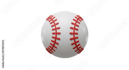 3D Render of Baseball Ball White with Red Seams Isolated