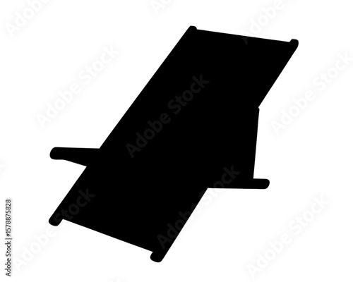 Silhouette of a reclining deckchair or lounge chair against white background