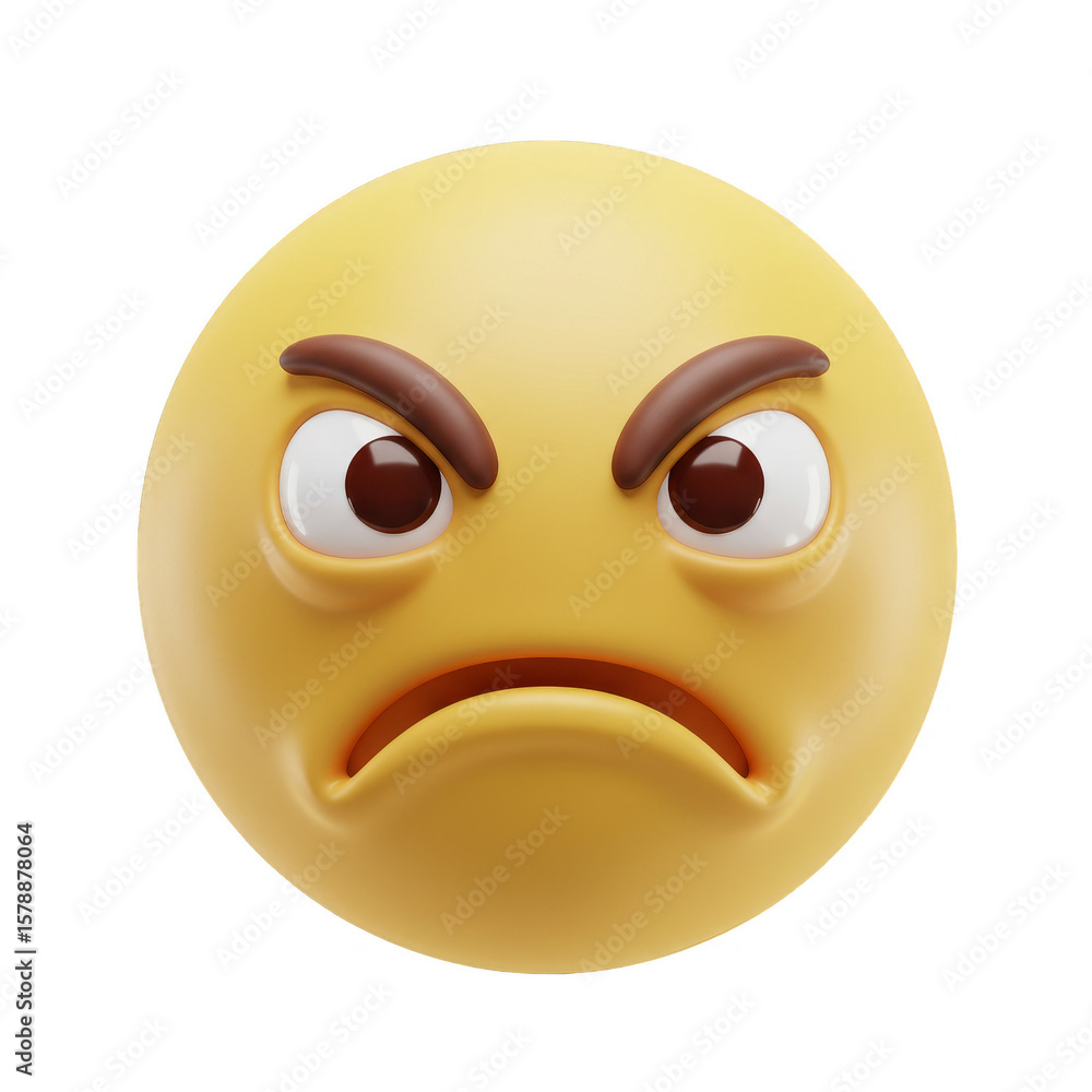 Fototapeta premium 3d Rendered Angry Emoji Face Isolated on Transparent Background