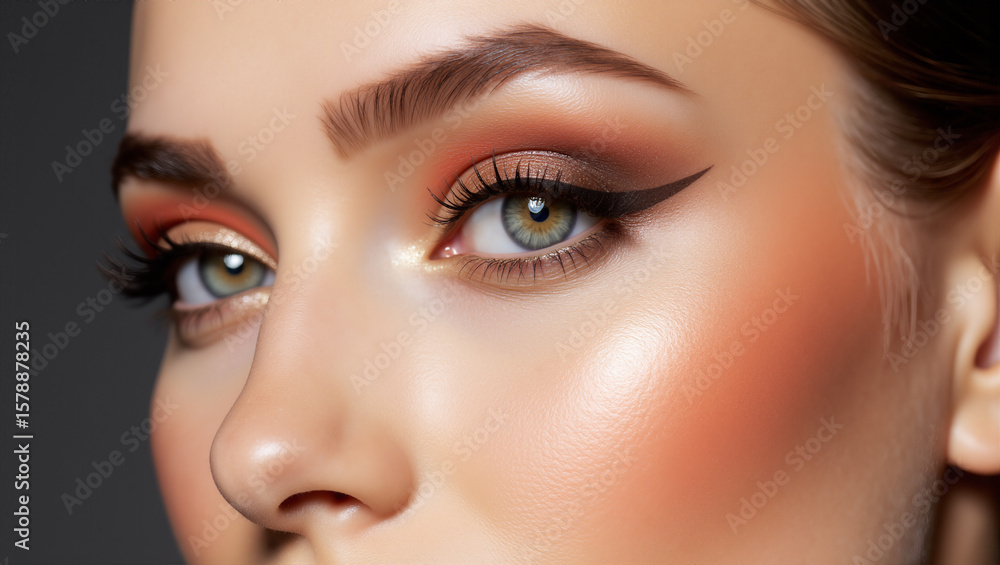 Obraz premium Close-up of a woman with delicate makeup