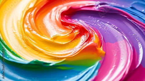 Abstract swirling rainbow paint splashes creating a textured surface colorful vibrant design