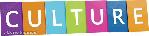 The word culture spelled out with colorful blocks on a white surface