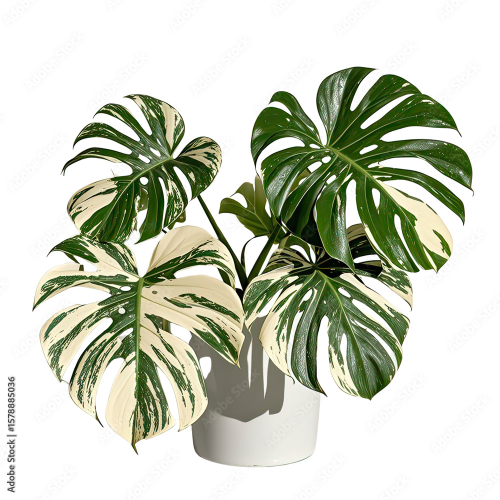 custom made wallpaper toronto digitalMockup of Monstera Variegata Houseplant, Generative AI