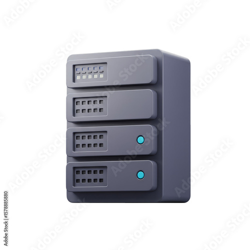 3D Server Illustration Data Rack Storage Computer System Transparent
