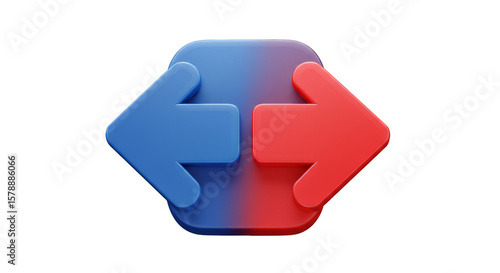 3d Transfer Arrows in Blue and Red Icon Illustration Render