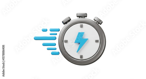 3D Stopwatch Time Fast Speed Deadline Timer on Transparent Background