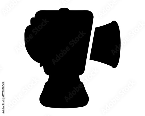 Silhouette of an old fashioned hand crank vacuum cleaner object