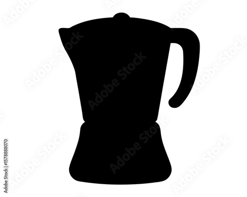 Silhouette of a traditional stovetop espresso maker on a white background