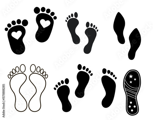 Distinct foot and shoe prints — symbolizing movement, direction, and human presence.