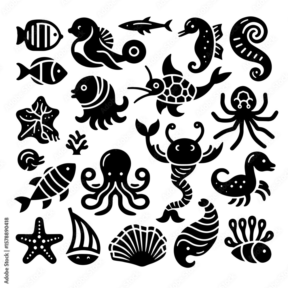 Fototapeta premium vector set of fish