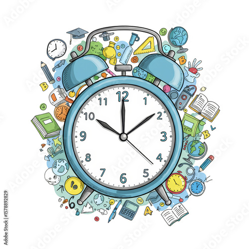 Cartoon Clock Illustration Time School Measurement Education Isolated