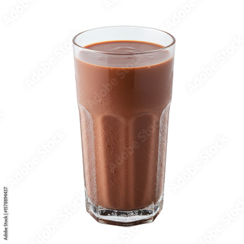 Chocolate Milk Drink in Glass Sweet Cold Transparent Background