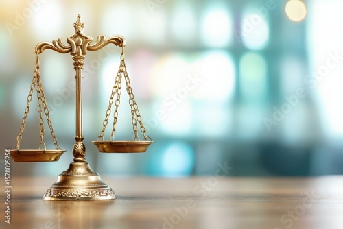 Business lawyer professional concept. A scale symbolizing justice with a blurred background.