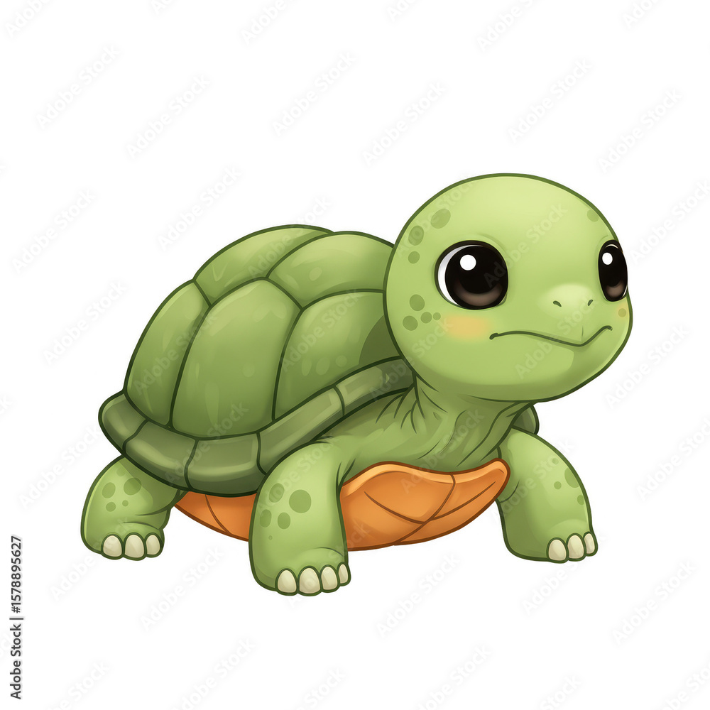 Obraz premium Cute Cartoon Turtle Illustration Isolated with Transparent Background