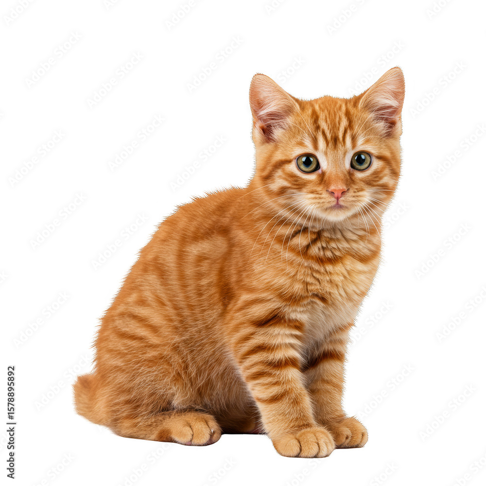 Obraz premium Cute Ginger Tabby Kitten Portrait a Transparent Background Image
