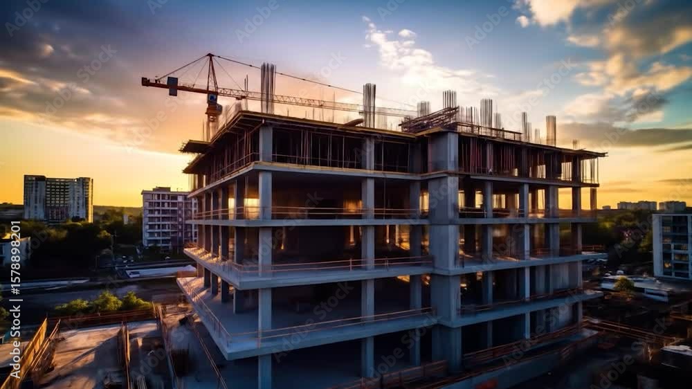 Unfinished building at sunset Unfinished building at sunset
