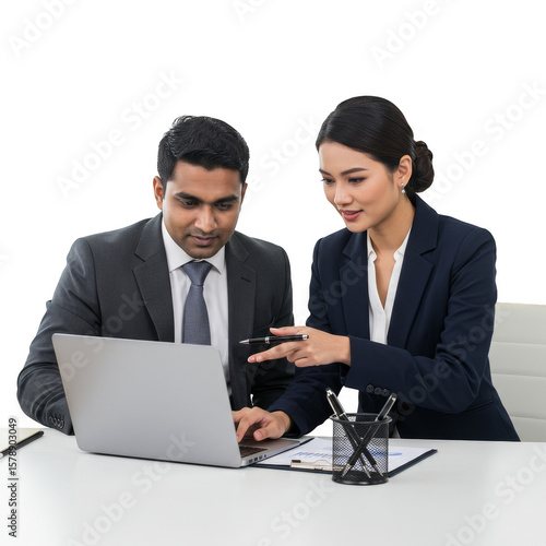 Business People Team Working with Laptop Transparent Background