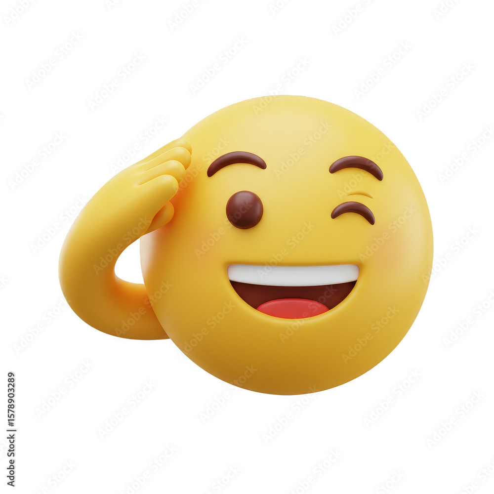 Fototapeta premium Happy Yellow Emoji Winking Eye 3d Illustration on Transparent Background