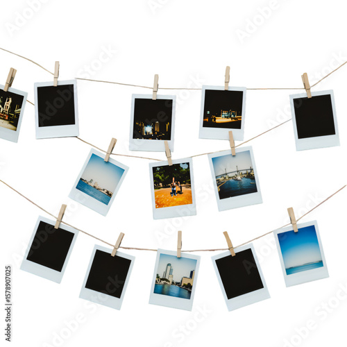 Hanging Polaroid Photo Frame with Transparent Background for Memories