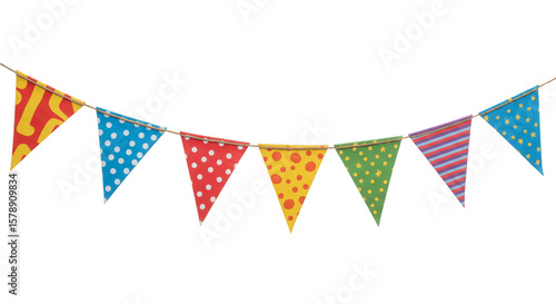 Colorful Bunting Flags Decoration for Celebrations Isolated Illustration