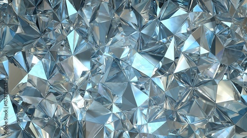 Abstract Metallic Crystal Texture with Faceted Triangle Surfaces