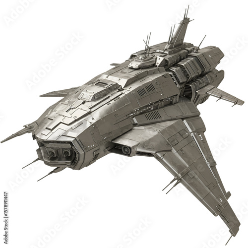 Illustration of Futuristic Spaceship Isolated on Transparent Background