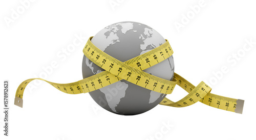 Illustration of Globe with Measuring Tape for Diet and Weight Loss