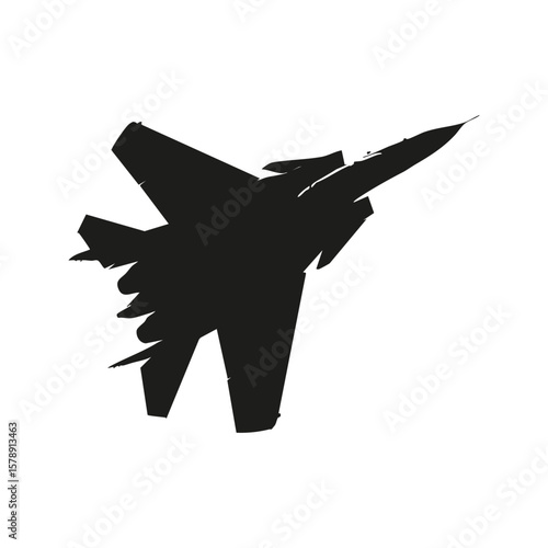 Silhouette Of A Fighter Jet. Military Aviation And Air Force Symbol. Isolated Vector Illustration