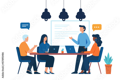 Collaborative Team Meeting Illustration