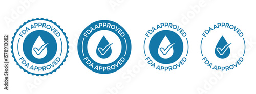 FDA Approved Emblem Set – Blue Vector Icons for Product Safety Approval