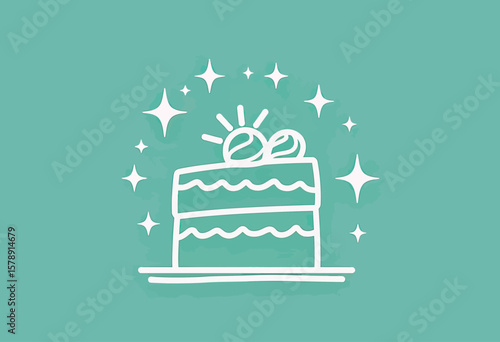 A delicious layered cake adorned with frosting and sparkling stars, perfect for commemorating special occasions and adding a touch of sweetness to any festive gathering or joyful moment.
