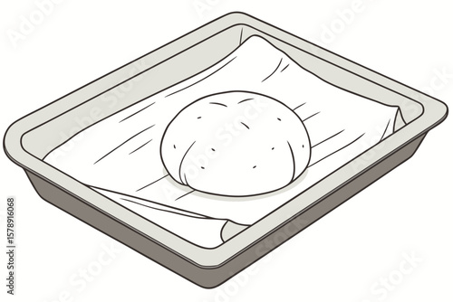 Baking Tray with Parchment Paper and Raw Cookie Dough Balls on Kitchen Counter
