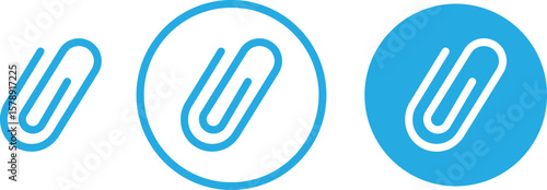 blue Link and attached icons set, collection and group of chain, connection, hyperlink, attachment, join, bind, clip, network, connection symbol in flat, solid, line and outline vector design