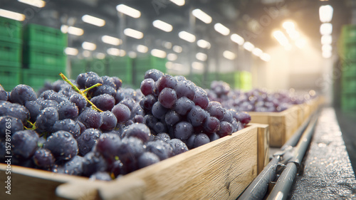 Wallpaper Mural 瑞々しいブドウが収穫後整然と並ぶ箱写真 Torontodigital.ca