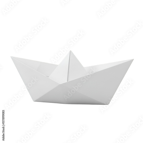 Illustration Of White Paper Boat Isolated With Transparent Background