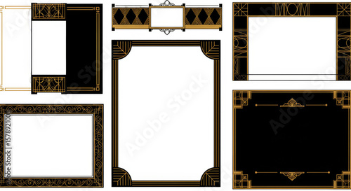 Elegant Black Gold Frame Decorative Ornate Design Illustration