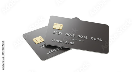 Isolated 3D Render of Black Credit Card Financial Payment Method