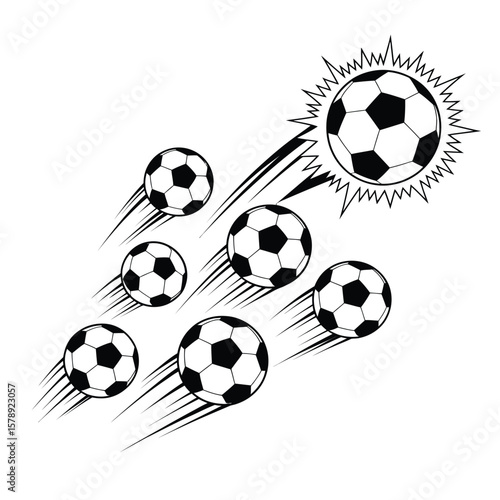 Soccer Balls in Motion with Action Lines