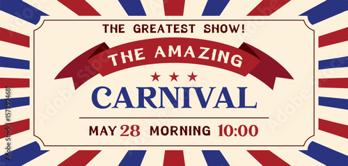 Retro carnival ticket template. Vector illustration.