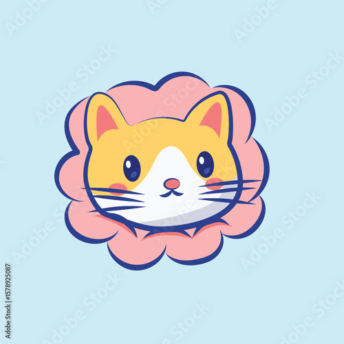 cute character cartoon cat wear a flower pillow vector design for element, sticker