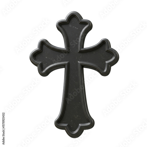 Isolated Black Cross Symbol Spiritual Faith Religious Christian Object