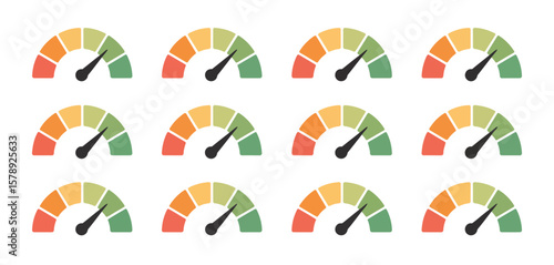 Set of Progress Meter Icons in Pastel Colors