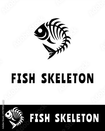 Wallpaper Mural A bold, minimalist and modern fish skeleton logo in black silhouette style Torontodigital.ca