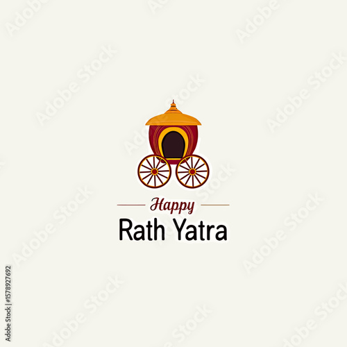 A clean "Rath Yatra" logo featuring a stylized orange chariot with a horse, accompanied by elegant text, representing the spirit of the Indian festival.
